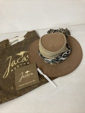Ladies Jacaru Australia handmade brushed cow suede leather hat - Size M/L