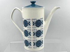 Vintage Johnson Brothers Engadine Coffee Pot 1960s 1970s Retro Midcentury Blue