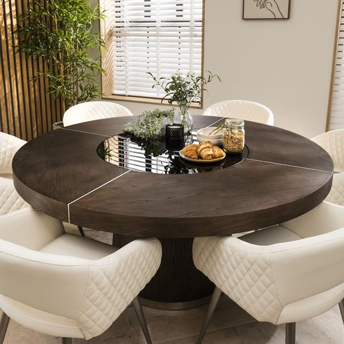 Dark wood seater round - 6,