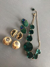 HAND MADE BRONZE/ENAMEL VINTAGE JEWELLERY COLLECTION, EARRINGS/PILGRIM NECKLACE