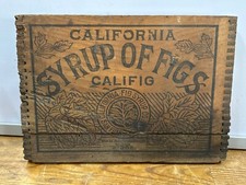 RARE "FIG SYRUP" LAXATIVE SAN FRANCISCO, CA INK STMPD WOODEN BOX PANEL WALL ART