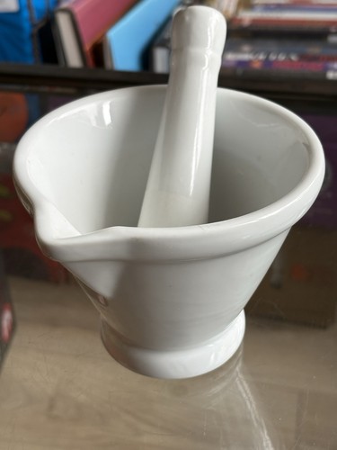 White ceramic pestle and - white,