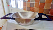 Large Stainless Steel Colander by Oxo, large handles to rest over the sink