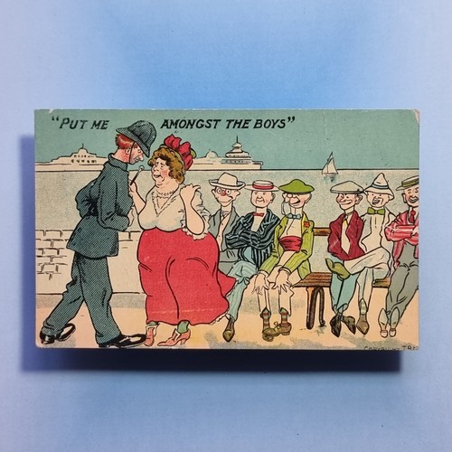 Comic postcard 1909 policeman - comic,