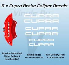 6 x Seat Cupra Brake Caliper Decals Stickers - Premium Vinyl - 3 Sizes - White