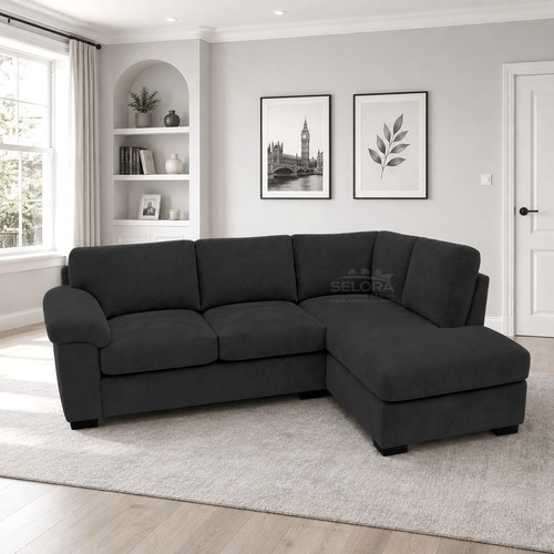Amalfi black plush velvet - black,