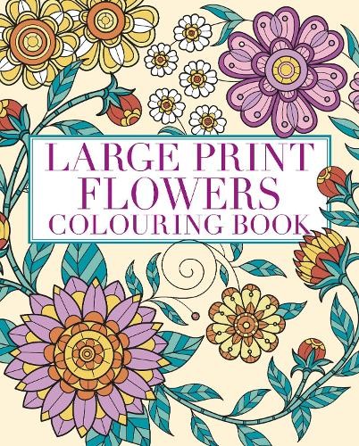Large print flowers colouring - large,