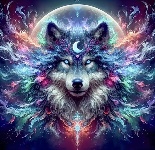 Diy colourful moon wolf - diy,