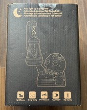 Horror Skull Statue Lantern Solar Powered LED Light Skeleton Scary Holiday