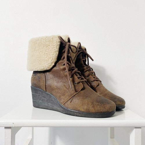 Ugg brown suede wedge ankle - ugg,