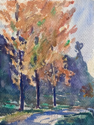 Antique drawing landscape - drawing,
