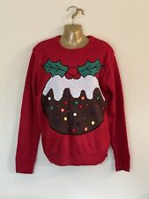Mens Medium Novelty Light Up Flashing Knitted Christmas Jumper Christmas Spirit.