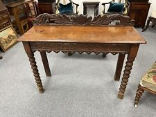 Intricate Antique 19th Century Solid Oak Carolean Console Table / Desk