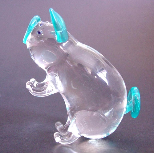 Glass pig clear turquoise - clear,
