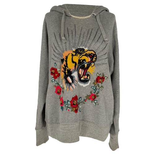 Gucci tiger embroidered hoodie - gucci,