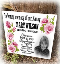 Grandmother Nanny personalised memorial ceramic tile, Headstone grave marker.