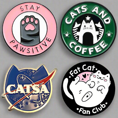 Fun cat design enamel - cat, pins