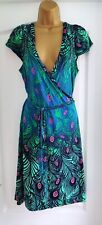Matthew Williamson H&M Peacock Print Wrap Jersey Dress size M