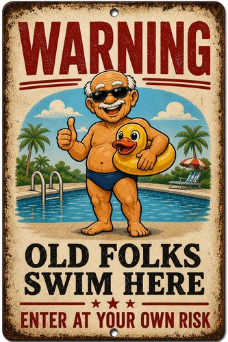 Funny pool sign warning old - pool,