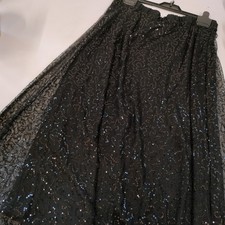 Per Una M&S Long Black Sequined Layered Party Skirt Size 12
