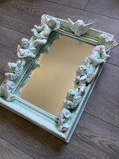 Vintage Wall Mirror Frame Baroque Rococo Shabby Cherubs Angels Plaster Resin 