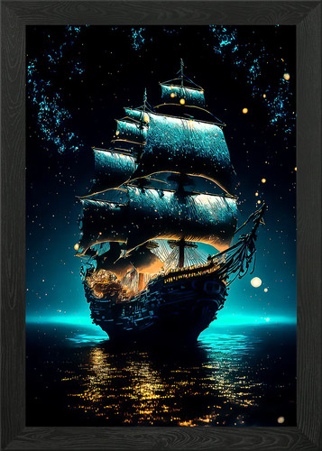 Fantasy ship framed wall - fantasy,