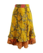 Sari Wrap Skirt 48" Silk Knee