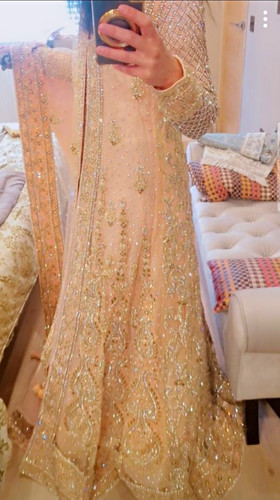 Bridal peach lengha gold - peach, with