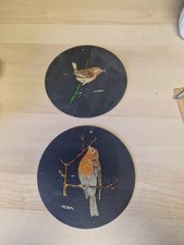 2 X  Slate Wall Hanging Pictures Robin And Wren 15cm Diameter 