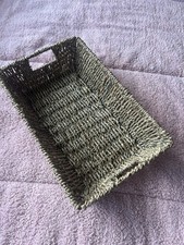 Natural Wicker Woven Seagrass Rectangular Basket Handles & Angled Sides Large