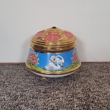 House of Faberge Franklin Mint Swan Lake Porcelain Trinket Music Trinket Box