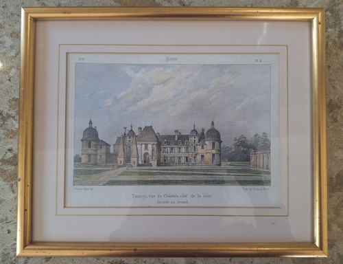 Antique lithograph château - antique,