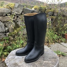 Toggie Long Black Riding Boots, Rubber, Size 4