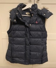 Vintage Original , Quality - Jack Wills,Navy ,Duck Down,Gilet,fur Hood. Size 12