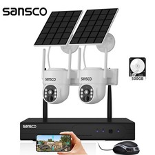 Wireless Solar CCTV System 10CH NVR 4MP WiFi 2-Way Audio PTZ Camera +500GB HDD