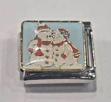 Xmas Italian Charm Link 9mm Fits All Italian Charms Bracelet Snowmen