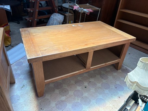 Brown oak coffee table with - coffee,