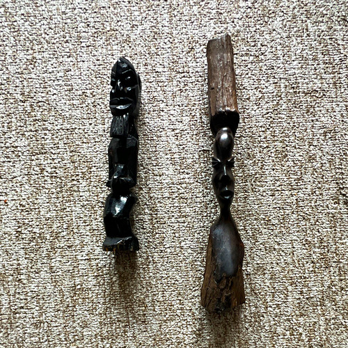 African pair carved wooden - of,