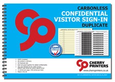 Cherry NCR Confidential Visitor Sign in Duplicate Wiro Book A4 50 Sets GDPR