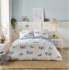 Fusion Nautical Blue Duvet Cover Set Single Bedding - Beach Huts