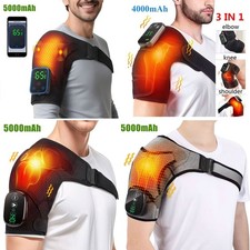 Heated Vibration Shoulder Massager Wrap Rotator Cuff Brace Pain Relief Electric
