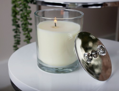 Glass scented candle jar - scented,