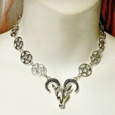 Pentagram Baphomet Satanist Goat Skull Gothic Necklace Pendant + Free Gift Bag