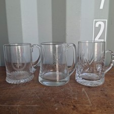 3 x Royal Navy Glass pint Tankards, HMS Resolution, HMS Polaris, HMS Dolphin