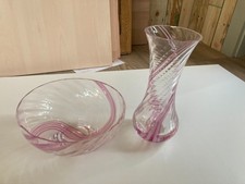 Pink Glass Vase Bowl Vintage