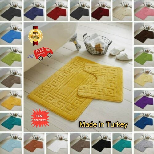 Greek key bath mat - bath, non
