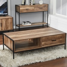 Distressed Style Industrial Metal Wooden Coffee Table Living Room Sofa Tea Table