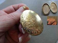 ANTIQUE VINTAGE LARGE GOLD FILLED PHOTO LOCKET FOB PENDANT KEEPSAKE NECKLACE OLD