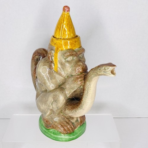 Majolica monkey palissy teapot - monkey,