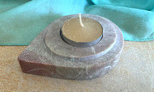 Hand Carved teardrop shaped Soapstone Tea Light Candle Holder Vintage